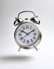 Alarm Clock floating or flying isolated white background