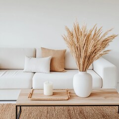 Straw decorations in a modern home, blending rustic and chic