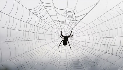 Obraz premium the web is black with a white background the spider on the web