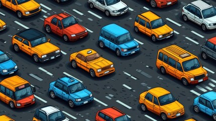 A Diverse Array of Cars Parked on a Busy Street