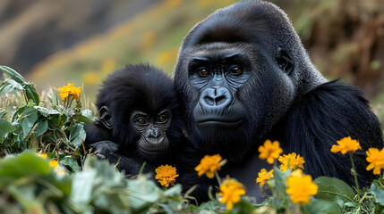 Obraz premium Gorilla Family Photo