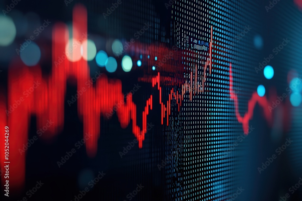 Poster dynamic visualization of stock market trends through digital data representation