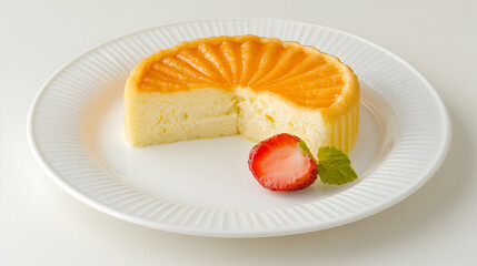 Delicious Orange Cake with a Strawberry Slice, dessert, sweet, pastry, food, bakery