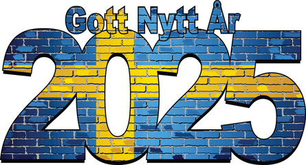Happy New Year 2025 with Sweden flag inside - Illustration,
2025 HAPPY NEW YEAR NUMERALS