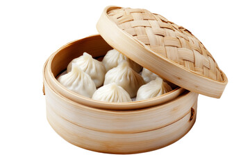 Fototapeta premium Chinese dim sum dumplings in a bamboo steamer