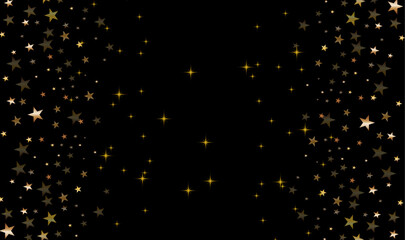 sparkling gold shiny stars on black background