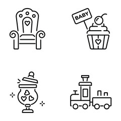 Pack of Linear Style Baby Equipment Icons

