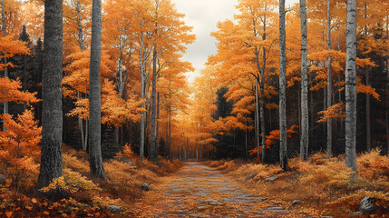 Obraz premium Autumn Serenity: The Vibrant Colors of a Thuja Plicata Grove in Seasonal Transition