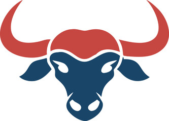 Fototapeta premium Black Buffalo head icon and logo design illustration template vector. Black silhouette bull financial icons. Isolated on a white background. Angry running bull icon illustration. Domestic animal.