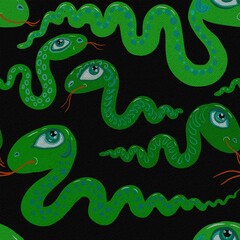 Fototapeta premium seamless abstract pattern background fabric fashion design print wrapping paper digital illustration art texture textile wallpaper colorful apparel image with snakes 