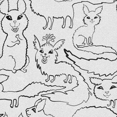 fox cute funny kawaii animals seamless abstract pattern background fabric fashion design print wrapping paper digital illustration art texture textile wallpaper colorful apparel image 