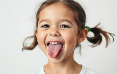Playful Girl Sticking Out Her Tongue with Joyful Expression