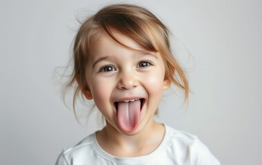 Playful Child Expressing Joy with Tongue Out