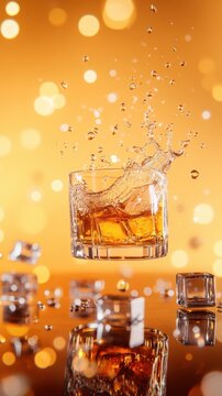 High-Quality Whiskey Splash in a Glass