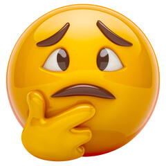 Fototapeta premium Yellow 3D emoticon with thoughtful expression.