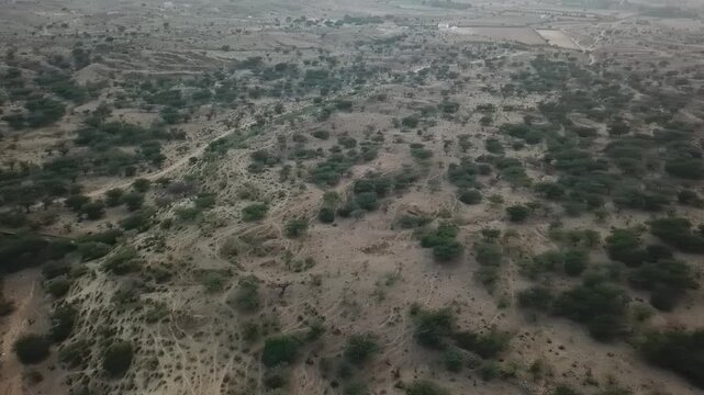 Aerial video over pushkar city and open landscapes, pushkar india