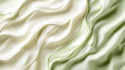 Obraz premium Pistachio and cream gradients with rippling textures: A Digital Background for Organic Beauty, Natural Wellness, and Eco-Luxury Brands in High Resolution.