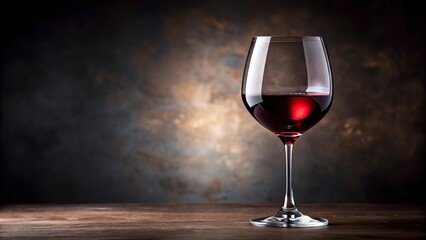 A close-up of a glass of red wine with a dark background, liquid, surface tension