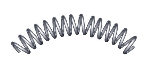 Obraz premium Metal spring spiral shape. Vector realistic icon of swirl line or curved wire cord, shock absorber or equipment part. Repair spare or flexible supplement, industry and engineering equipment