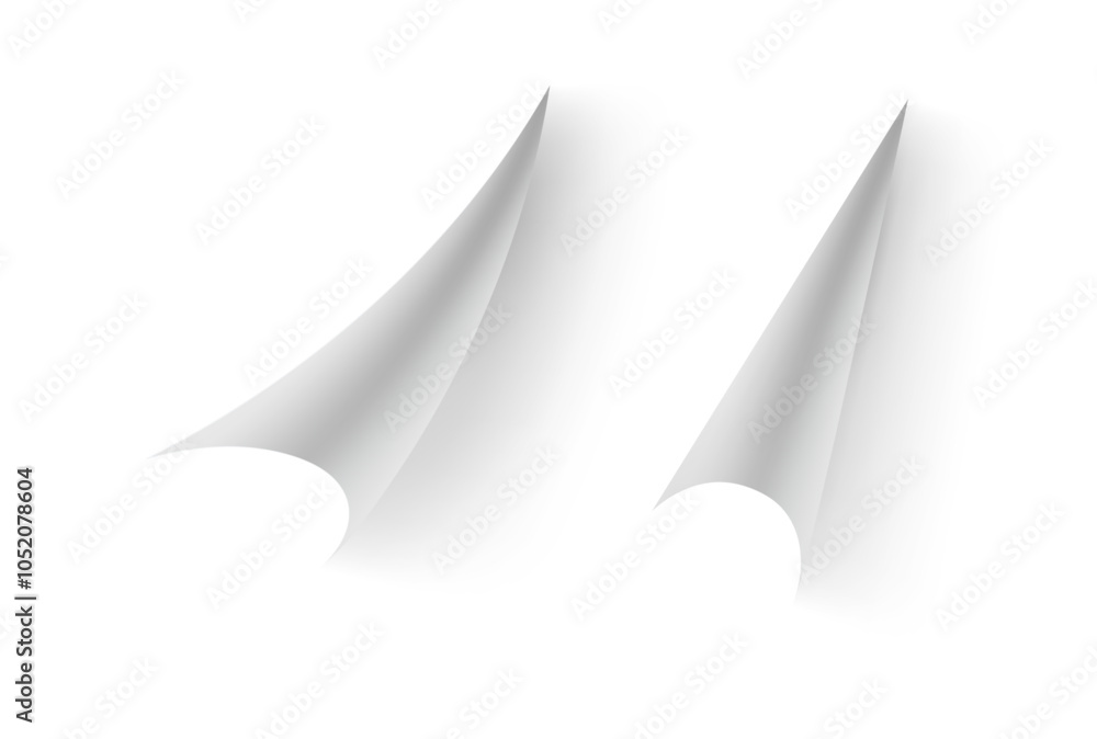 Aufkleber curly paper page corners, realistic set of sheet curls and turn folds or sticker flips with shadow. 