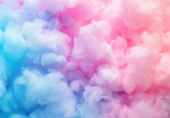 Fototapeta premium Close Up of Cotton Candy with Pink and Blue Fluffy Textures.