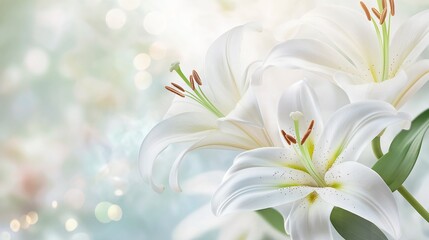 Obraz premium lily flowers close up. beautiful flowers on the background