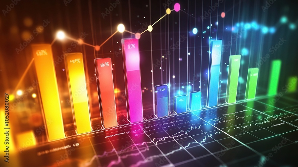 Poster colorful data visualization with graphs and charts