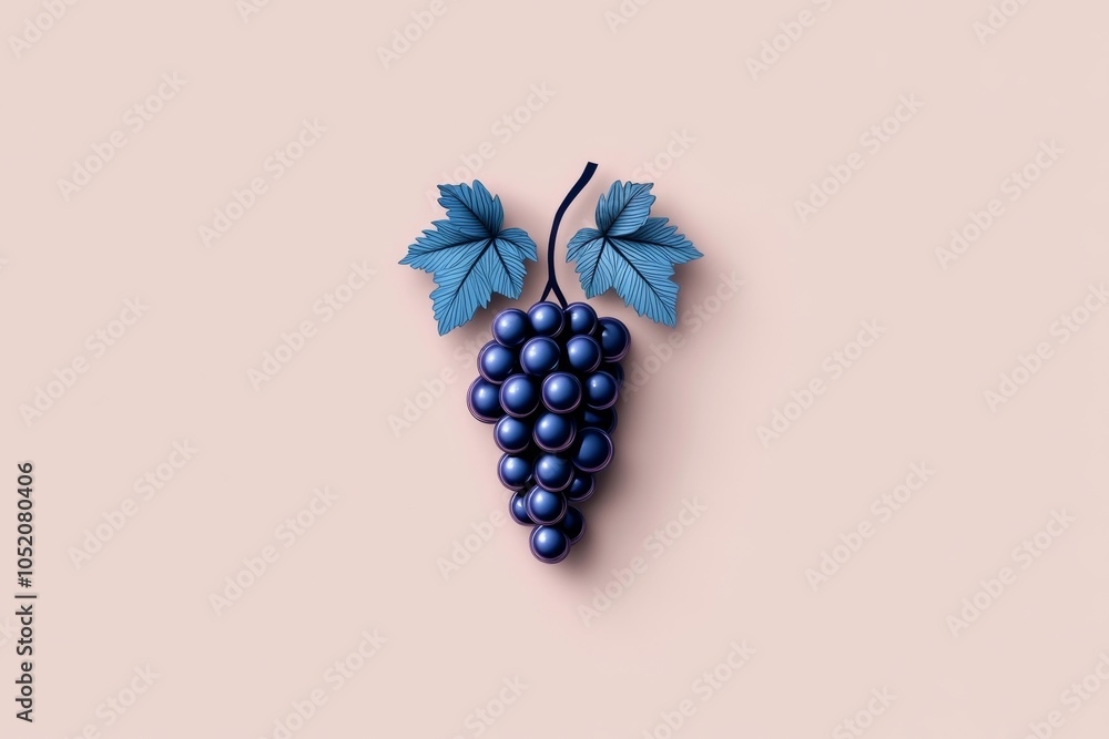 Aufkleber a minimalist illustration of a single grape cluster, with simple, clean lines and soft purple and gr
