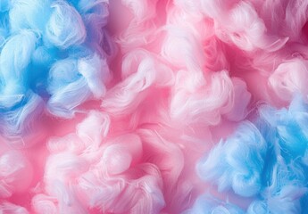 Fototapeta premium Closeup of Colorful Fluffy Cotton Candy in Pink and Blue Tones