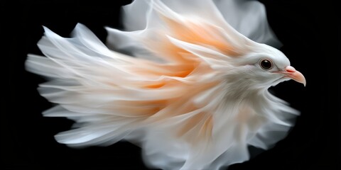 Fototapeta premium White Dove with Flowing Feathers Symbol of Peace Graceful Bird Nature Photography