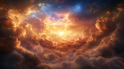 Golden Clouds and Stars - Abstract Background