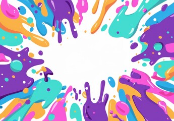Colorful Cartoon-Style Splash Explosion Background with Empty Center.