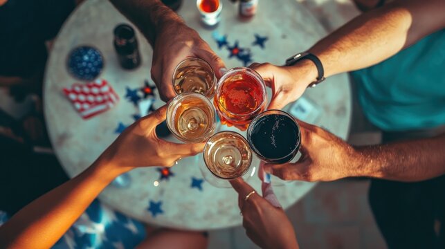 Social summer gathering with assorted refreshing drinks