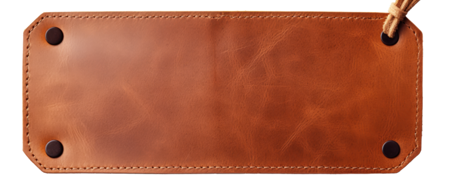 blank brown leather tag label element isolated on white background