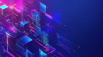 Fototapeta premium Futuristic Digital Cityscape with Vibrant Colors