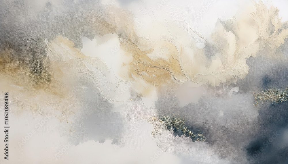 Aufkleber dreamy abstract background with soft feathery textures, golden highlights, and cloud like swirls in 