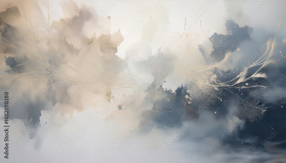 Aufkleber dreamy abstract background with soft feathery textures, golden highlights, and cloud like swirls in 