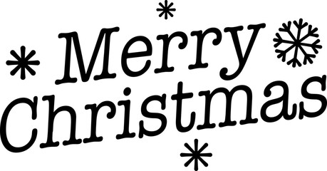 Merry christmas banner. Merry christmas lettering with snowflakes.