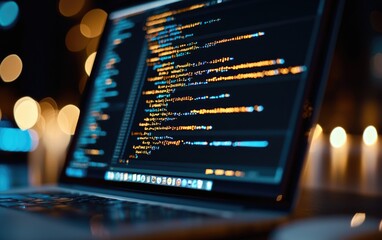 Real-time information filtering code execution, syntax highlighted, Code on screen, information systems