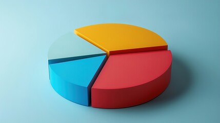 Obraz premium A simple pie chart with three colorful segments reveals data proportions and statistical comparisons effectively