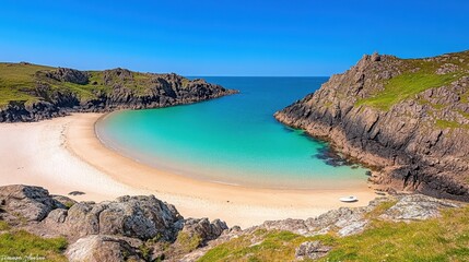 Obraz premium Secluded Cove with Crystal Clear Water and Sandy Beach