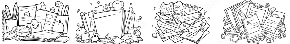 Poster this set of hand-drawn paper memo stickers is suitable for pin notice and text on paper. it is a mod