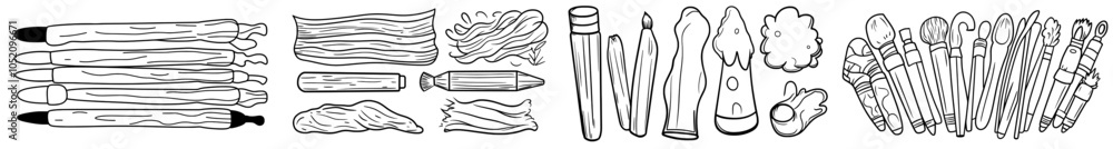 Poster modern scribble brush set for banner element. paint marker pen highlight line.