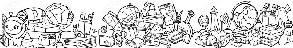 Poster school uniform seamless pattern background. hand drawn doodle sketch style pattern background with s