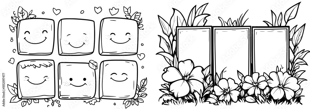 Poster a modern sketch frame with a rectangle pencil frame border shape. a handwritten scribble border elem