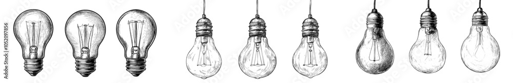 Poster a lit lightbulb with sparks engraved for creative idea talent imagination innovation concepts imagin