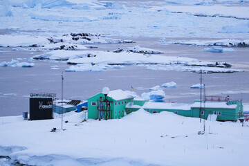 Academik Vernadsky station. Vernadsky research base in Antarctica. Galindez Island