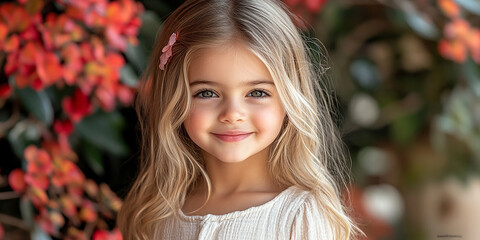Fototapeta premium portrait of an white little girl with a smile