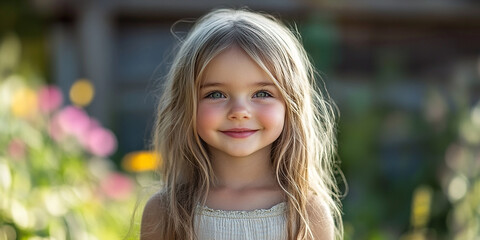 Fototapeta premium portrait of an white little girl with a smile