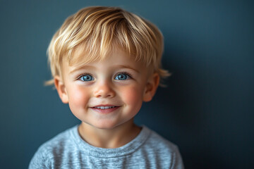 Naklejka premium portrait of an white little boy with a smile